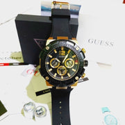 Guess Navigator Chronograph Black Dial Black Rubber Strap Watch for Men - GW0264G3