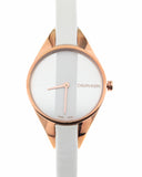 Calvin Klein Rebel White Grey Dial White Leather Strap Watch for Women - K8P236L6