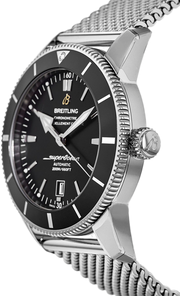 Breitling Superocean Heritage B20 Automatic 46 Black Dial Silver Mesh Bracelet Watch for Men - AB2020121B1A1