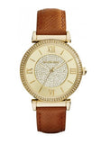 Michael Kors Catlin Champagne Dial Brown Leather Strap Watch for Women - MK2375