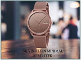 Calvin Klein Minimal Quartz Pink Gold Dial Pink Gold Mesh Bracelet Watch for Men - K3M11TFK