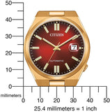 Citizen Tsuyosa Automatic Red Dial Gold Steel Strap Watch For Men - NJ0153-82X