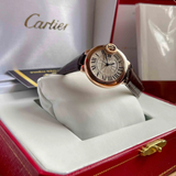 Cartier Ballon Bleu De Cartier Silver Dial Brown Leather Strap Watch for Women - W6920097