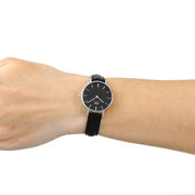 Daniel Wellington Classic Petite Reading Black Dial Black Leather Strap Watch For Women - DW00100235