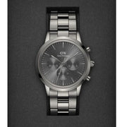 Daniel Wellington Iconic Link Chronograph Grey Dial Grey Steel Strap Watch for Men - DW00100643