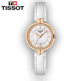 Jam Tangan Tissot T Lady Flamingo Mother of Pearl White Dial White Leather Strap Untuk Wanita - T094.210.26.111.01