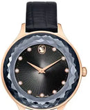 Swarovski Octea Nova Black Dial Black Leather Strap Watch for Women - 5650033