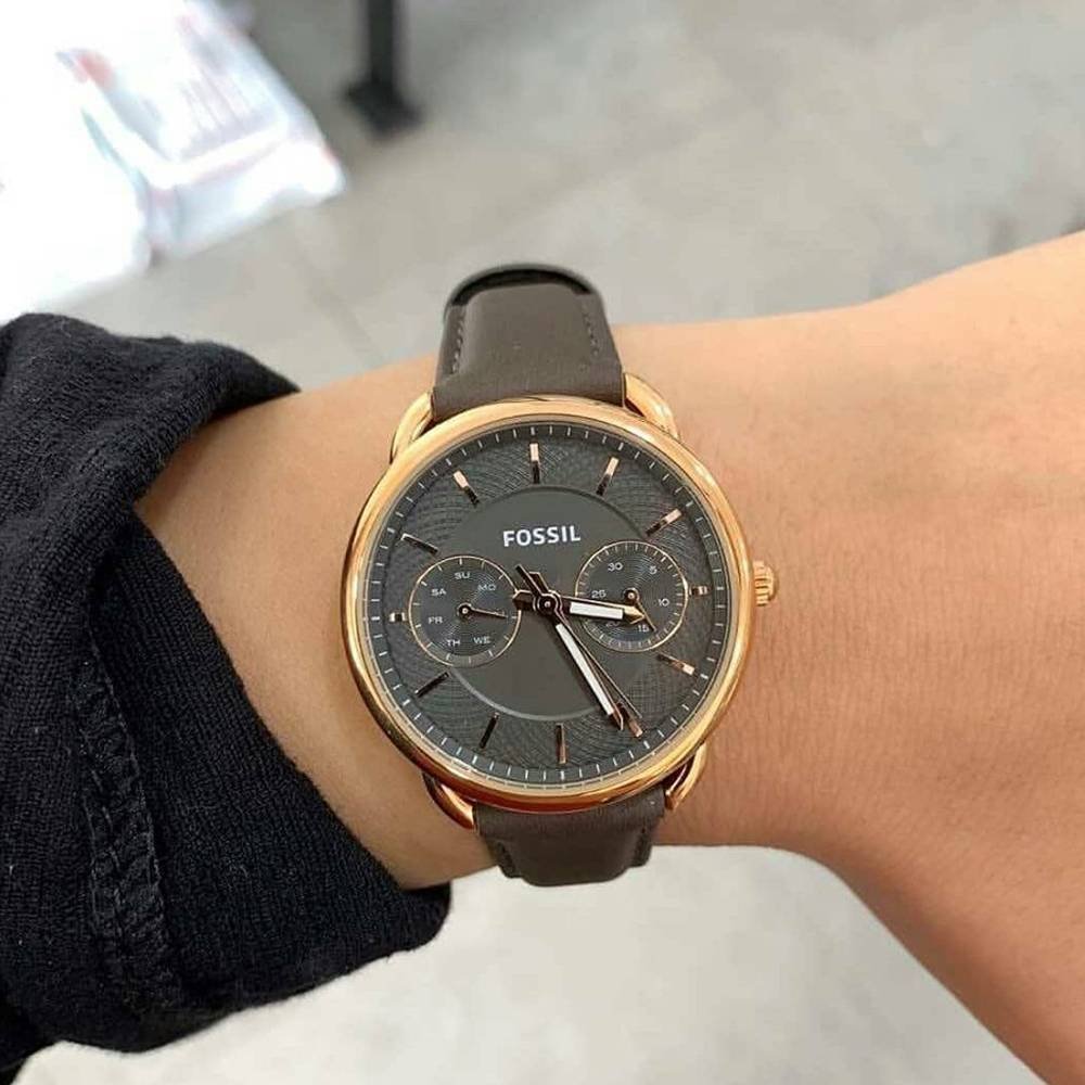 FOSSIL 腕時計 TAILOR ES3913 レディース Fossil Tailor Grey Dial Grey Leather Strap Watch for Women