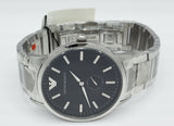 Emporio Armani Classic Quartz Black Dial Silver Steel Strap Watch For Men - AR9107