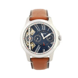 Fossil Grant Twist Multifunction Blue Dial Brown Leather Strap Watch for Men - ME1161