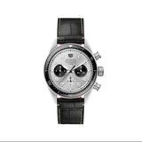 Tag Heuer Autavia Chronometer Flyback Chronograph Silver Dial Black Leather Strap Watch for Men - CBE511B.FC8279