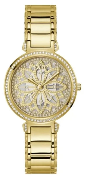 Guess Lily Quartz Gold Dial Gold Steel Strap Watch For Women - GW0528L2