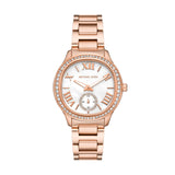 Michael Kors Sage Three-Hand Mother of Pearl White Dial Rose Gold Steel Strap Watch for Women - MK4806