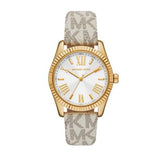 Michael Kors Lexington Analog Silver Dial White Leather Strap Watch For Women - MK4746