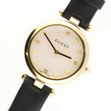 Gucci Diamantissima Quartz Mother of Pearl Dial Black Leather Strap Watch for Women - YA141404