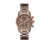 Michael Kors Ritz Chronograph Brown Dial Brown Steel Strap Watch For Women - MK6529