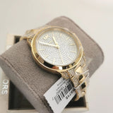 Michael Kors Runway Mercer Crystals Silver Dial Gold Steel Strap Watch For Women - MK6715