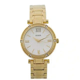 Guess Park Ave South Analog White Dial Gold Steel Strap Watch For Women - W0767L2