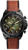 Fossil Bronson Chronograph Black Dial Brown Leather Strap Watch for Men - FS5856