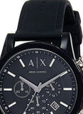 Armani Exchange Outerbanks Chronograph Black Dial Black Silicone Strap Watch For Men - AX1326