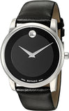 Movado Museum Black Dial Black Leather Strap Watch For Men - 606502