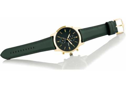 Fossil Townsman Chronograph Green Dial Green Leather Strap Watch