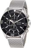 Hugo Boss Ocean Edition Black Dial Silver Mesh Bracelet Watch for Men - 1513701