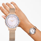 Swarovski Octea Nova Silver Dial Rose Gold Mesh Strap Watch for Women - 5650011