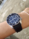 Seiko 5 Sports SKX Automatic Black Dial Black Leather Strap Watch for Men - SRPD55K2