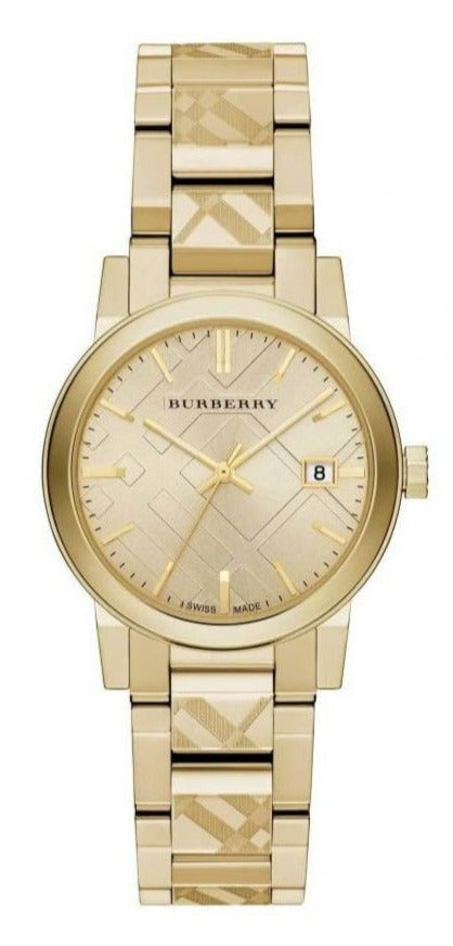 Burberry The City Gold Dial Gold Steel Strap Watch for Women