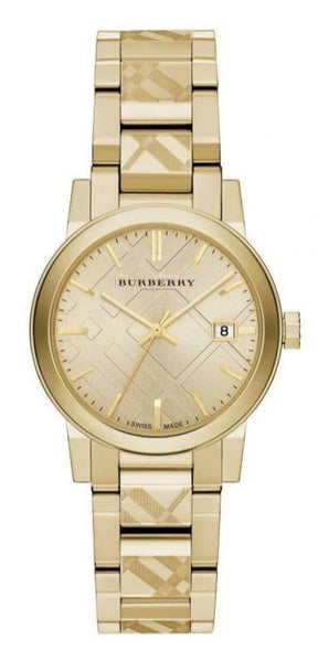 Burberry The City Gold Dial Gold Steel Strap Watch for Women