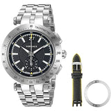 Versace V-Race Sport Black Dial Silver Steel Strap Watch for Men - VAH010016