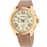 Fossil Cecile White Dial Sand Leather Strap Watch for Women - AM4532