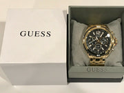 Guess Surge Chronograph Black Dial Gold Steel Strap Watch for Men - W1258G2