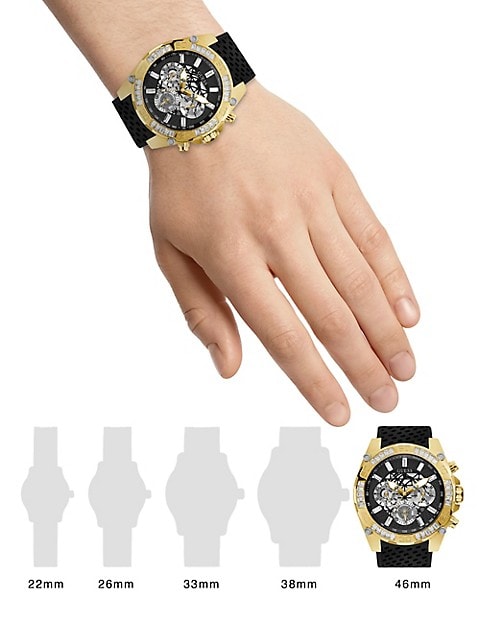 Trophy Strap Watch Black for Multifunction Dial Men Black Guess Rubber