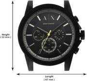 Armani Exchange Outerbanks Chronograph Black Dial Black Silicone Strap Watch For Men - AX1343