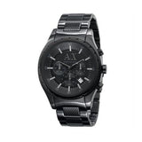 Armani Exchange Chronograph Black Dial Black Steel Strap Watch for Men - AX1058