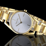 Calvin Klein Dainty White Dial Gold Steel Strap Watch for Women - K7L23546