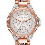 Michael Kors Camille Pavé Chronograph Silver Dial Two Tone Steel Strap Watch for Women - MK6843