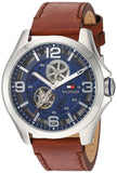 Tommy Hilfiger Bruce Analog Blue Dial Brown Leather Strap Watch for Men - 1791278