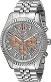 Michael Kors Lexington Chronograph Silver Dial Silver Steel Strap Watch for Men - MK8515