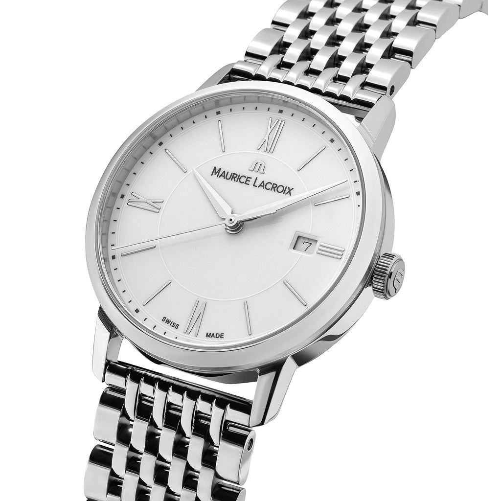 Maurice Lacroix Eliros Date White Dial Silver Steel Strap Watch for Women -  EL1094-SS002-150-1