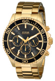 Guess Chaser Chronograph Black Dial Gold Steel Strap Watch for Men - W0170G2