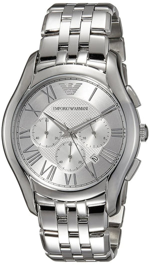 Emporio Armani Velente Chronograph Quartz Silver Dial Silver Steel Strap Watch For Men - AR1702