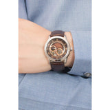 Bulova Classic Skeleton Automatic Brown Dial Brown Leather Strap Watch for Men - 96A120