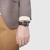 Gucci G Timeless Quartz Black Dial Multicolored Black Leather Strap Watch For Men - YA1264079