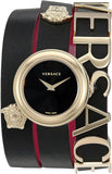 Versace V-Flare Quartz Black Dial Black Leather Strap Watch for Women - VEBN00218