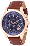 Guess Persuit Chronograph Blue Dial Brown Leather Strap Watch for Men - W0500G1