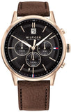 Tommy Hilfiger Multi Function Chronograph Black Dial Brown Leather Strap Watch for Men - 1791631