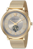 Versace V Circle Quartz Gold Dial Gold Mesh Bracelet Watch For Men - VBQ070017